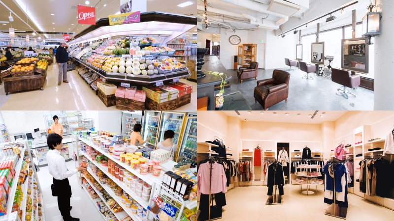 スーパーマーケット、美容院、コンビニ、アパレル店など様々な場所で活用されています。